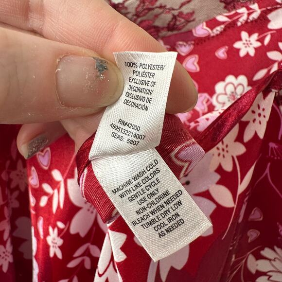 2X Victorias Secret PINK Red Satin Floral Heart Slip Dress Coquette Romantic Y2K - Picture 4 of 6